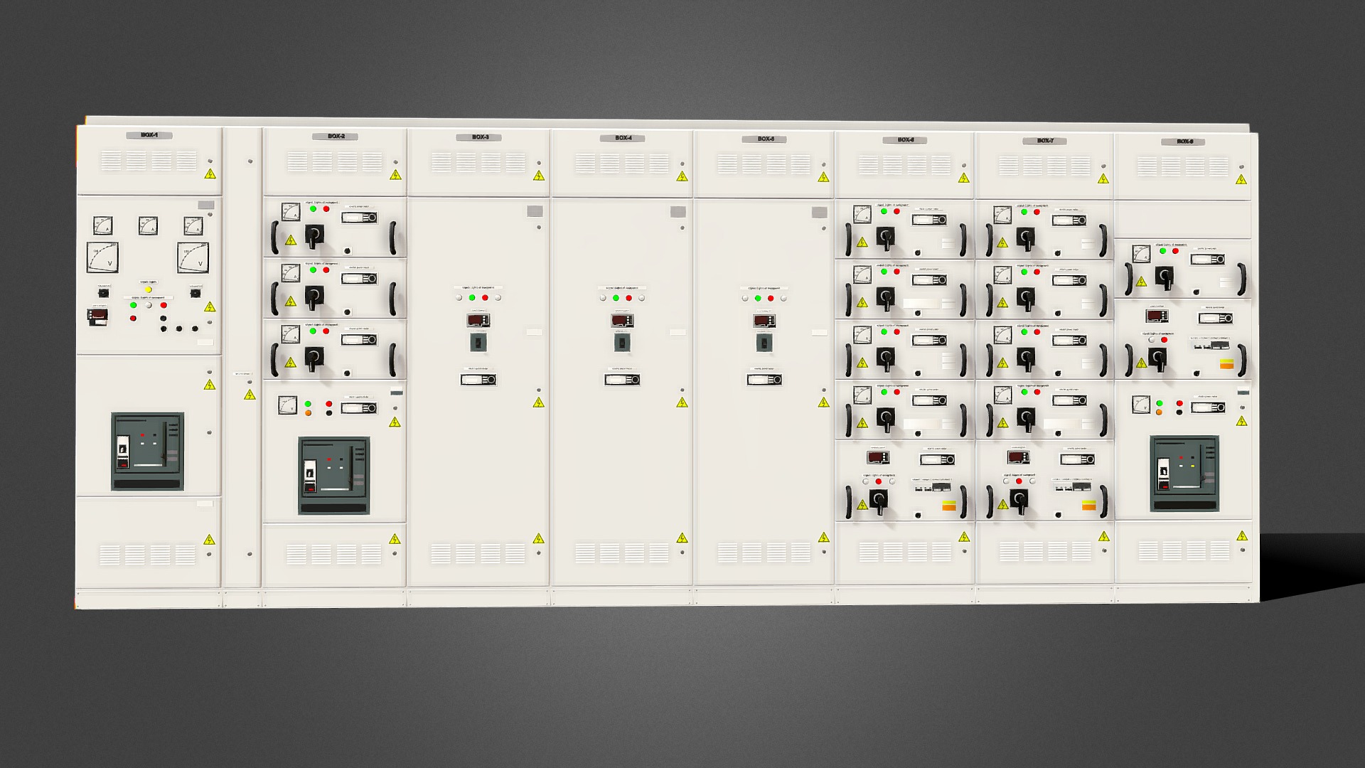 3D model Complete Transformer Substations for Internal - This is a 3D model of the Complete Transformer Substations for Internal. The 3D model is about a group of white boxes.