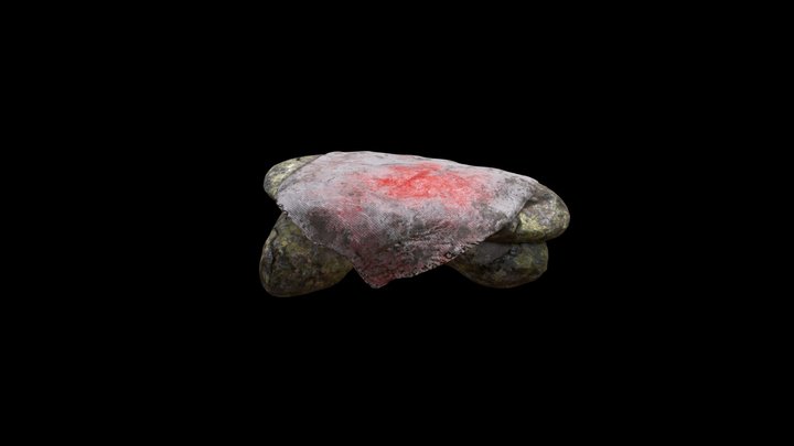 Stone altar with cloth + blood 3D Model