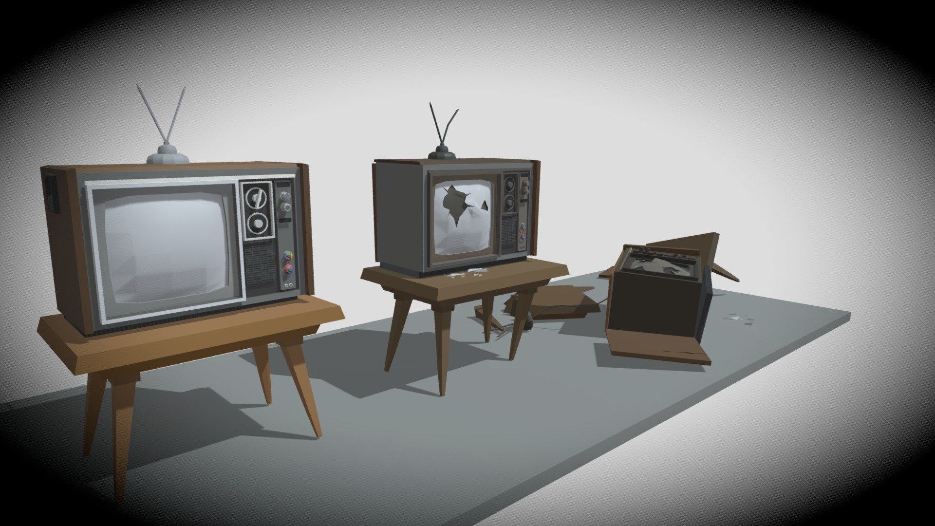 Crashed Vintage TV set