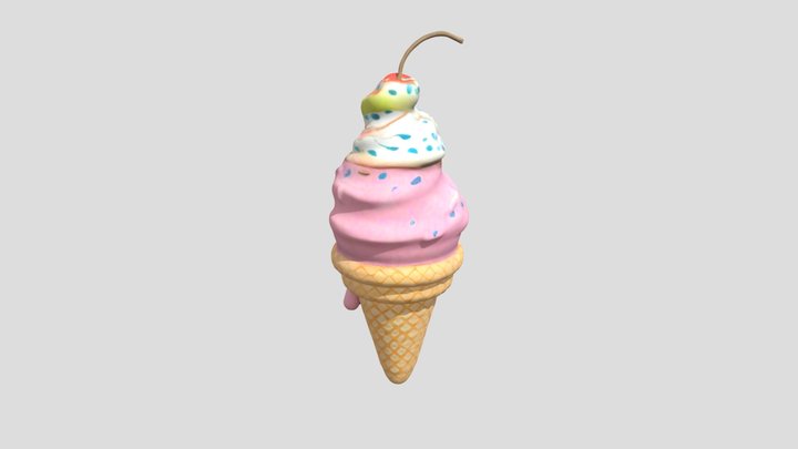 Cherry Delight Ice Cream 3D Model