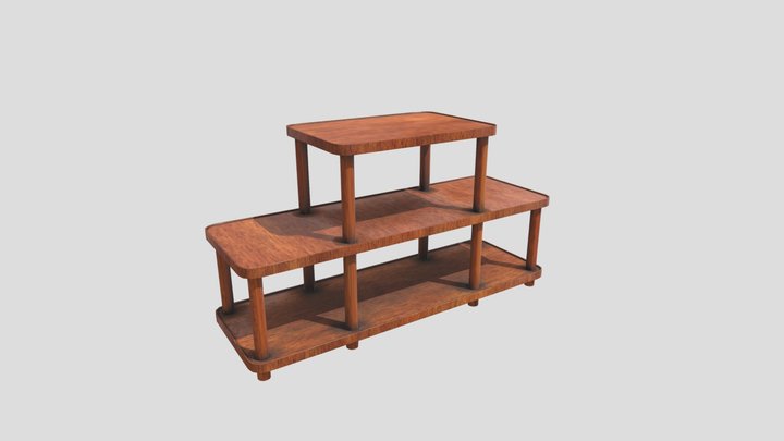 Realistic Wooden Stand 3D Model
