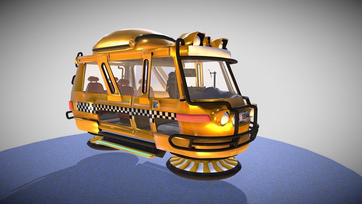Cyberpunk Taxicab 3D Model
