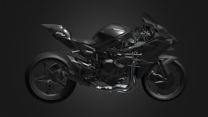 FULL CARBON Kawasaki Ninja H2R - with PBR 3D Model