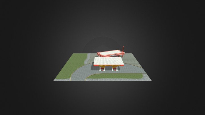Retro-Futuristic Gas Station 3D Model