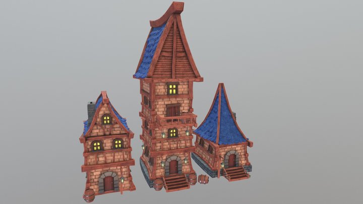 Stylised Houses 3D Model