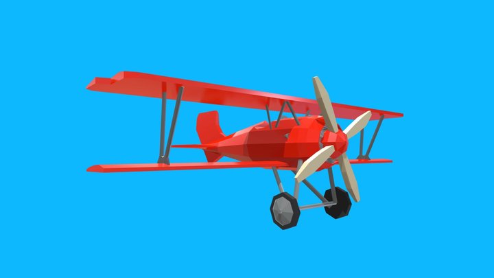 Low-Poly Biplane 3D Model