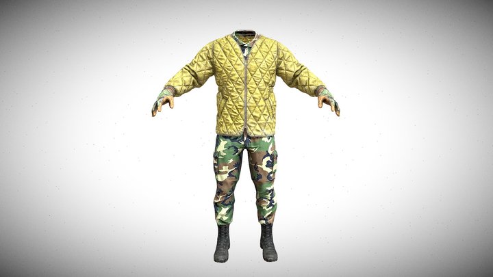ROK Army uniform with quilted jacket. 3D Model