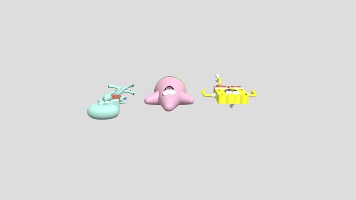 Spongebob, Patrick, And Squidward Model 3D Model