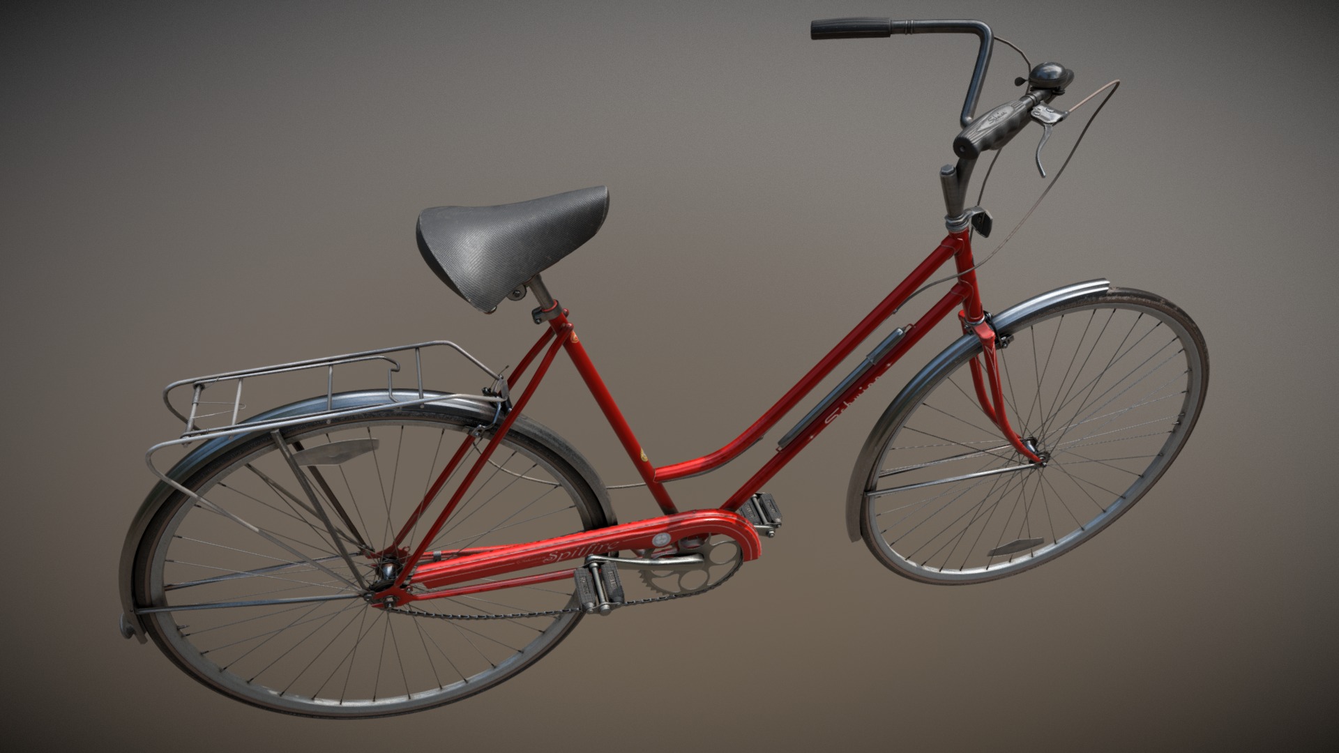 3D model Vintage bicycle - This is a 3D model of the Vintage bicycle. The 3D model is about a red bicycle with a black seat.