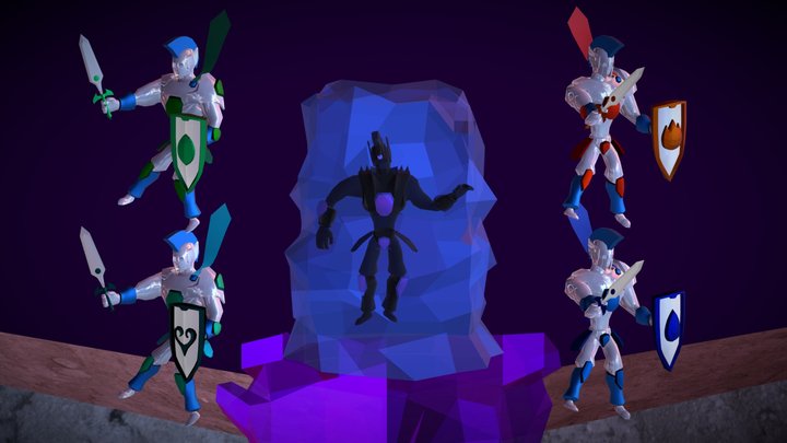 Los cuatro caballeros de los elementos. 3D Model