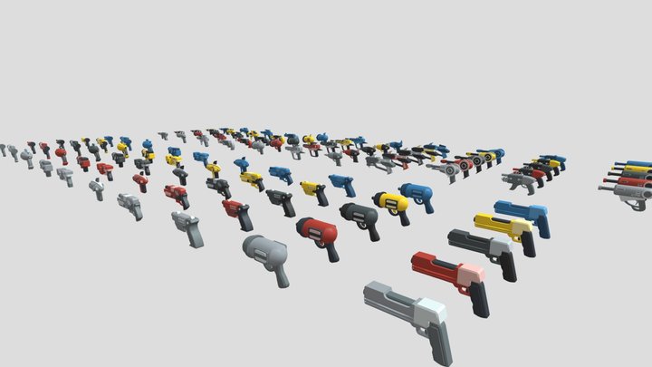 LOWPOLY STYLIZED CARTOON GUNS 3D Model