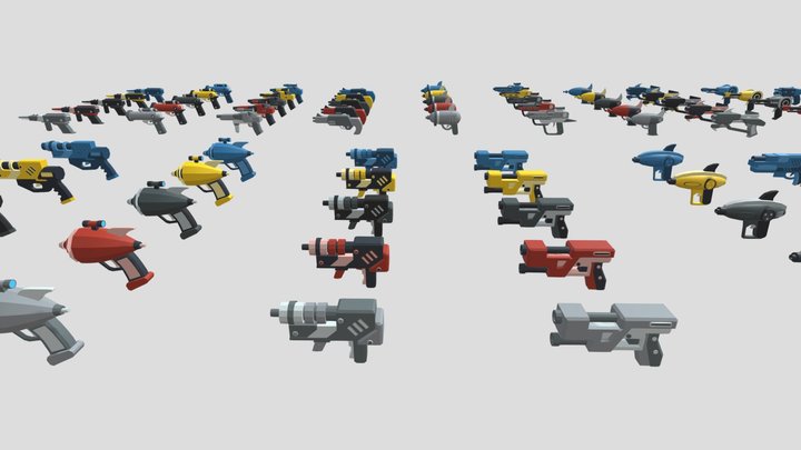 LOWPOLY STYLIZED CARTOON GUNS 3D Model