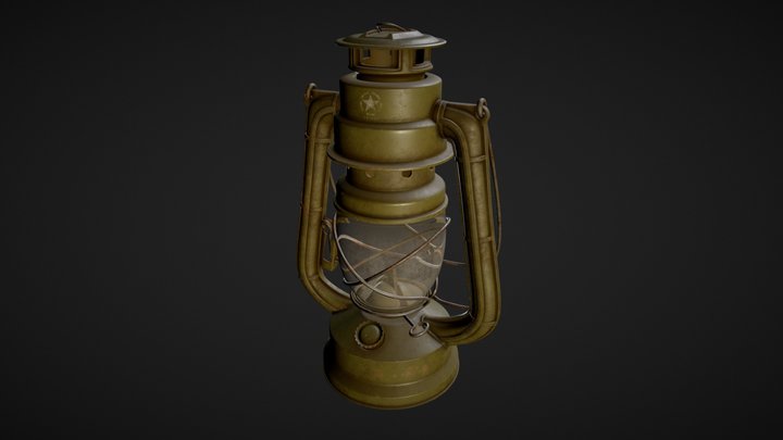 Vintage Rusted Militray Lantern 4K for rendering 3D Model