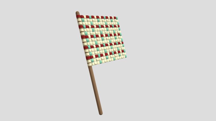 Hand fan made of palm leaves 3D Model