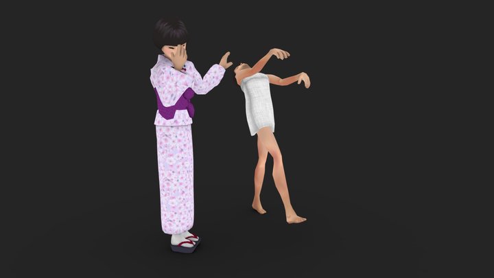 Japanese girl in yukata / towel #3 3D Model