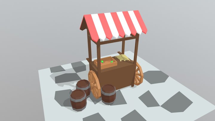 Low-poly Vendor's Cart 3D Model