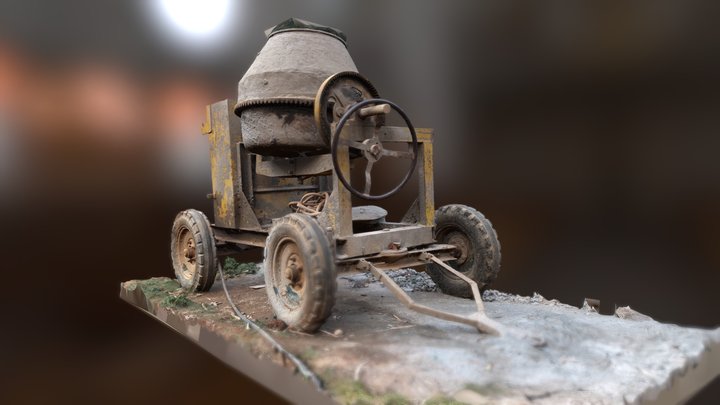 Old Cement Mixer 3D Model