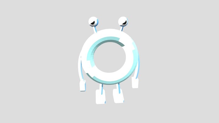 Low Poly Circle Character 3D Model