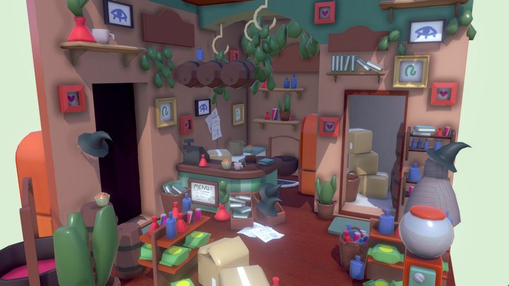 Fantasy Convenience Store Diorama 3D Model
