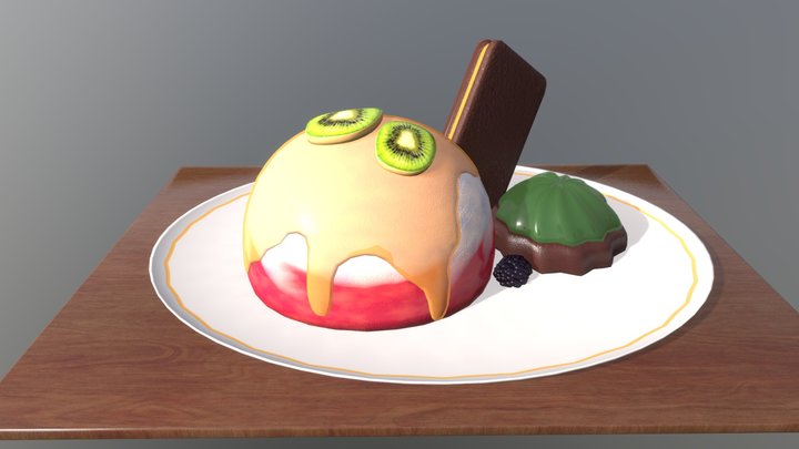 Strawberry and vanilla #LowPolyDessertChallenge 3D Model
