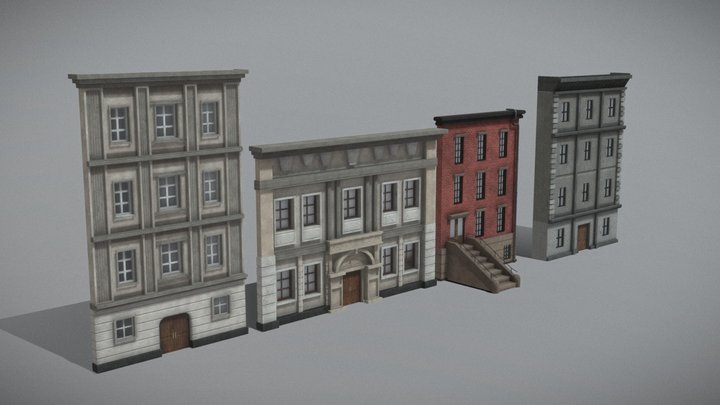 Buildings Front 3D Model