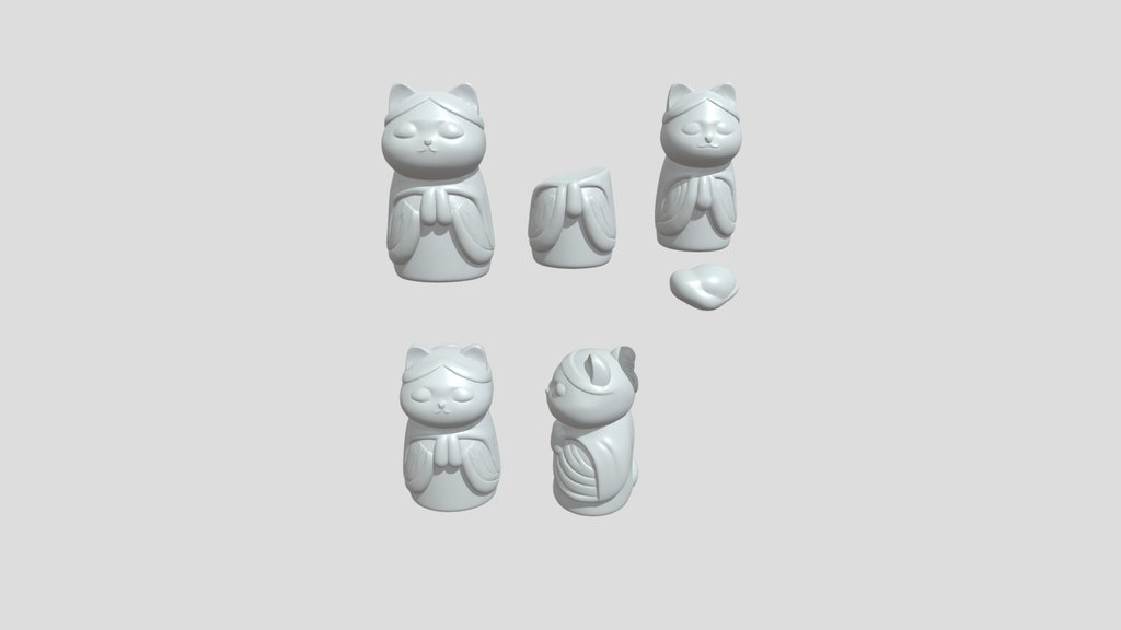 Meditating cat monk statue