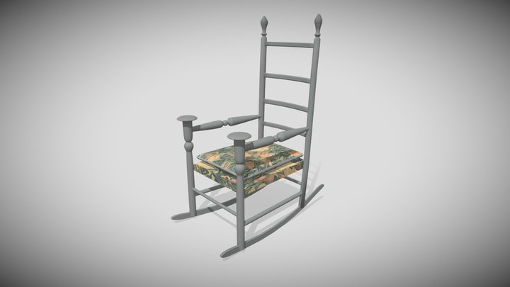 Old Wooden Rocking Chair 3D Model