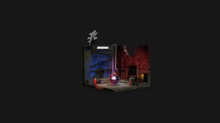 Street Diorama + PsyPool character 3D Model