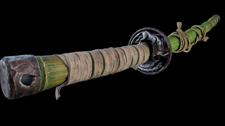 Samurai Katana Modular Pack Bamboo Kitsune 3D Model