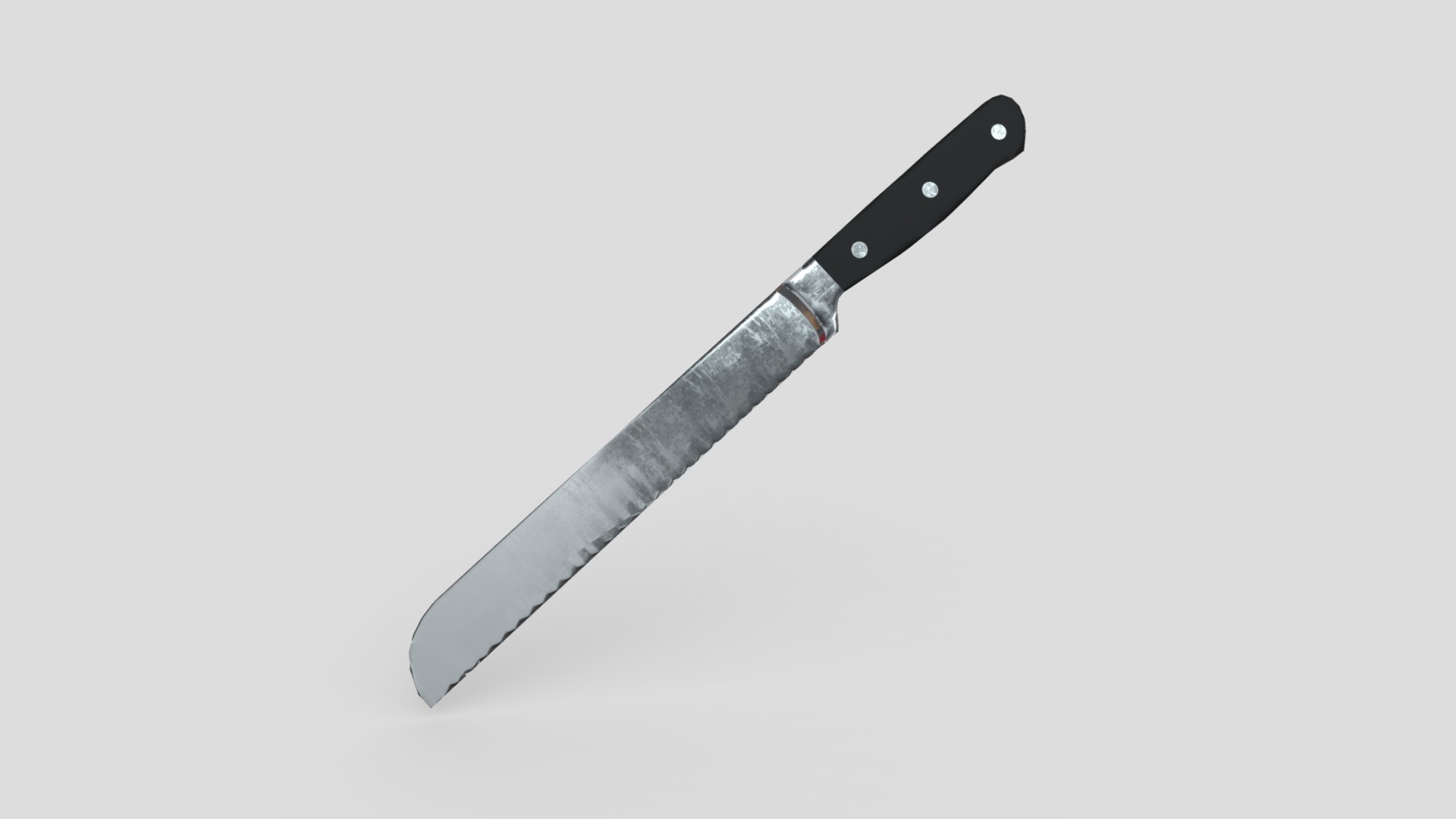 3D model Kitchen Knife 3 - This is a 3D model of the Kitchen Knife 3. The 3D model is about a silver and black knife.