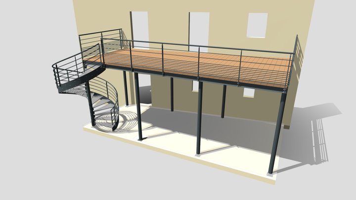 Terrasse & Escalier hélicoïdal 3D Model