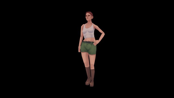Retro Female Character 3D Model