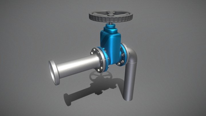 Pipe With Valve Wheel (High-Poly) 3D Model