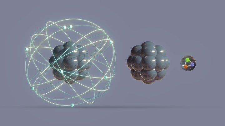 Atom, Nucleus and Quarks 3D Model