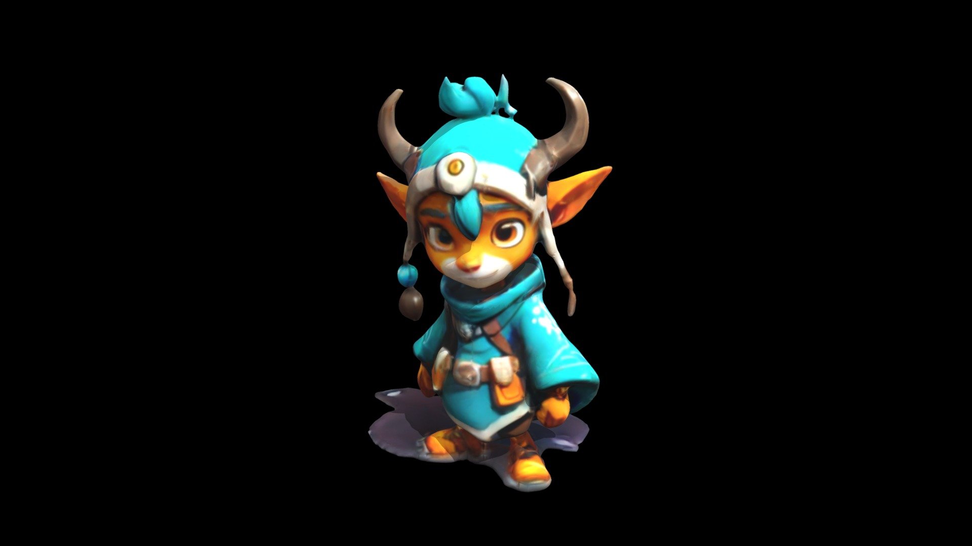 a cartoon character with horns and a blue cap - Download Free 3D model ...