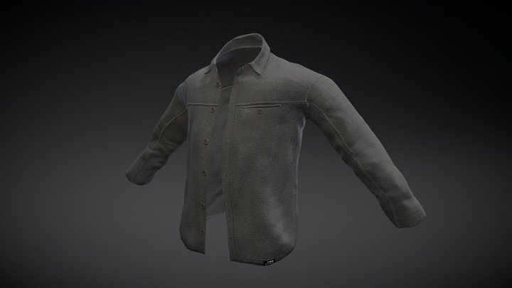 Men's One Bone Brand Fleece Button Up 3D Model