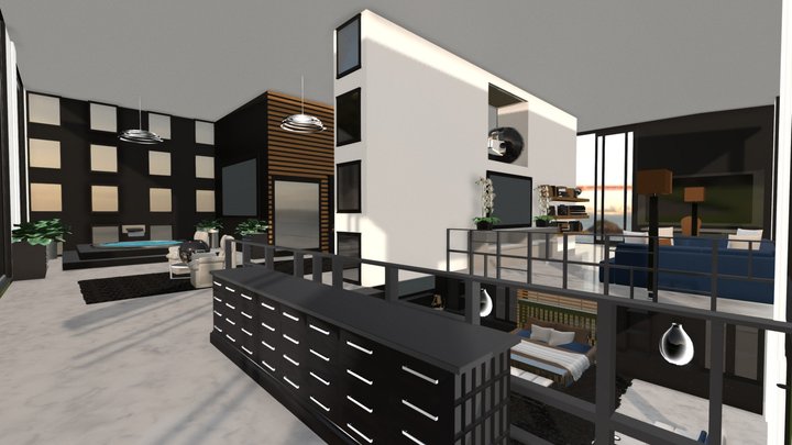 HOUSE BLACK - PRIMARY LIVING SPACE 3D Model