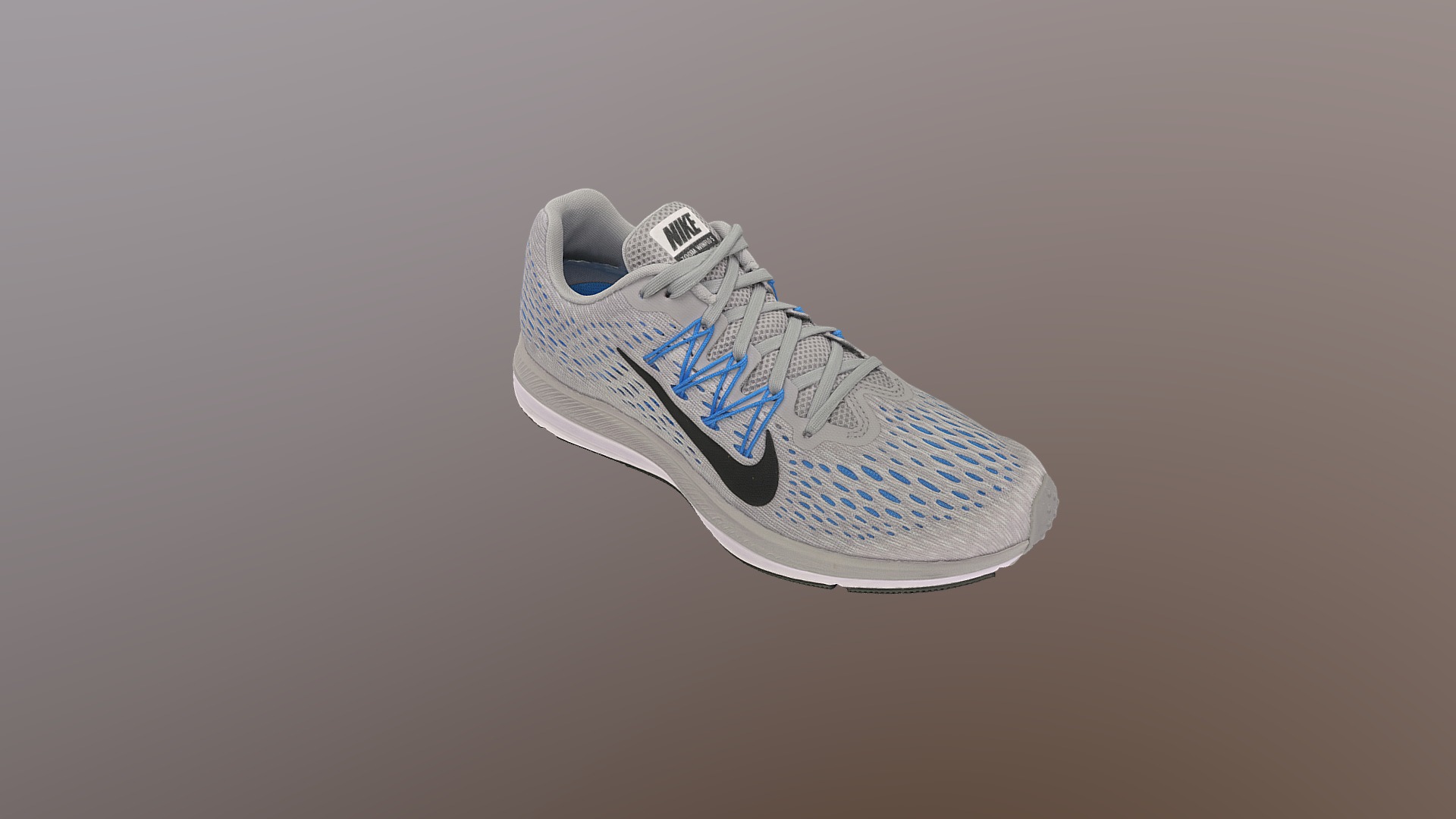 3D model Nike Zoom Winflo 5 Sport Shoe - This is a 3D model of the Nike Zoom Winflo 5 Sport Shoe. The 3D model is about a white and blue shoe.