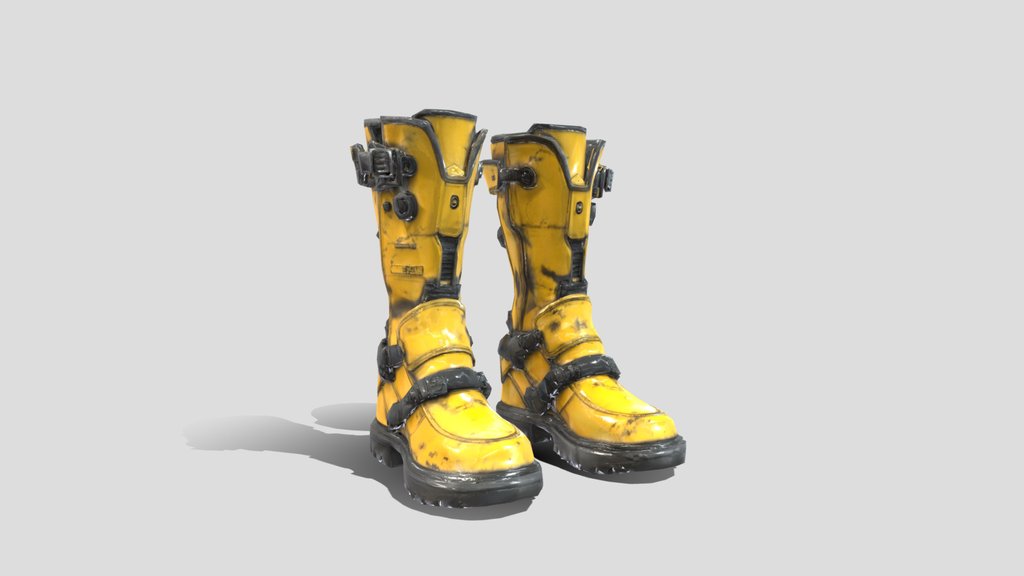 Low Poly Futuristic Cyberpunk Boots