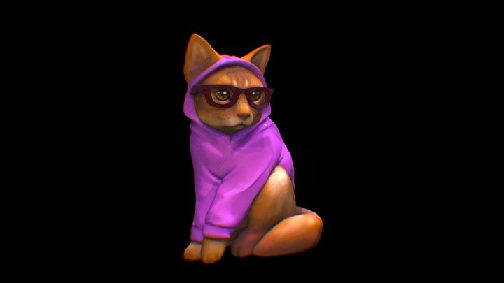 Hipster Cat 3D Model