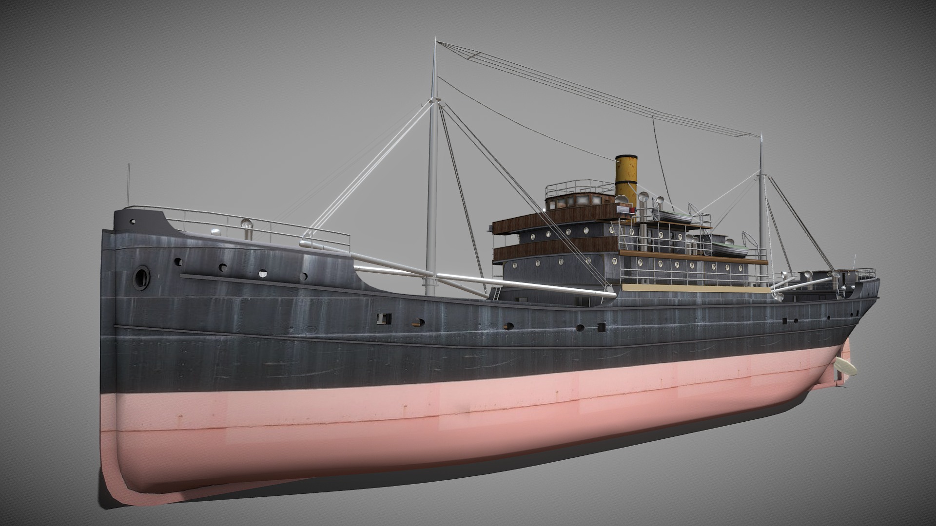 3D model Ferris Cargo Steamer (1917) Full Interior - This is a 3D model of the Ferris Cargo Steamer (1917) Full Interior. The 3D model is about a large ship in the water.