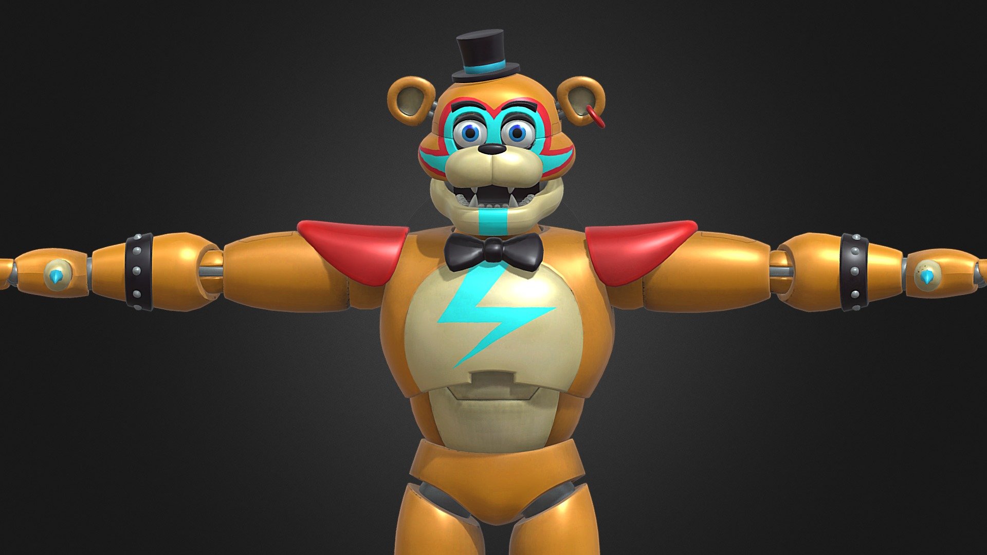 Glamrock Freddy-FNAF Security Breach 3D model rigged