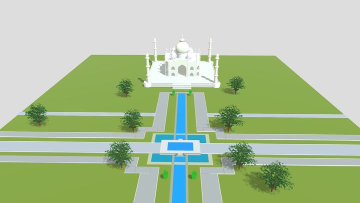 Taj Mahal with Gate - 3D Model 3D Model