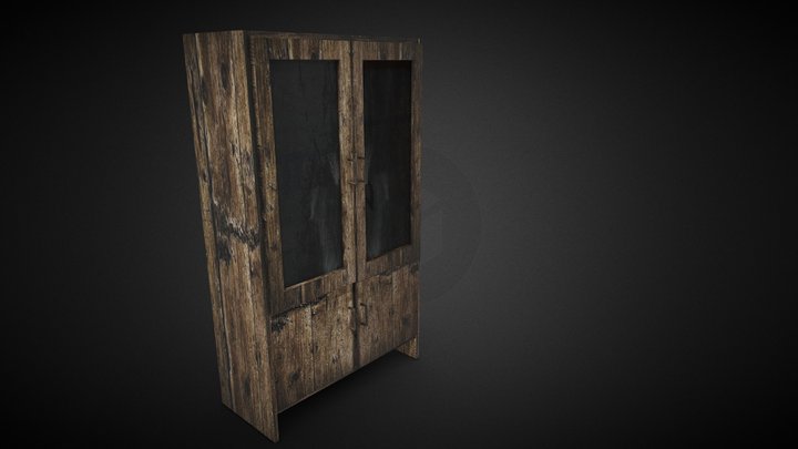 cupboard wooden Rusty 3D Model