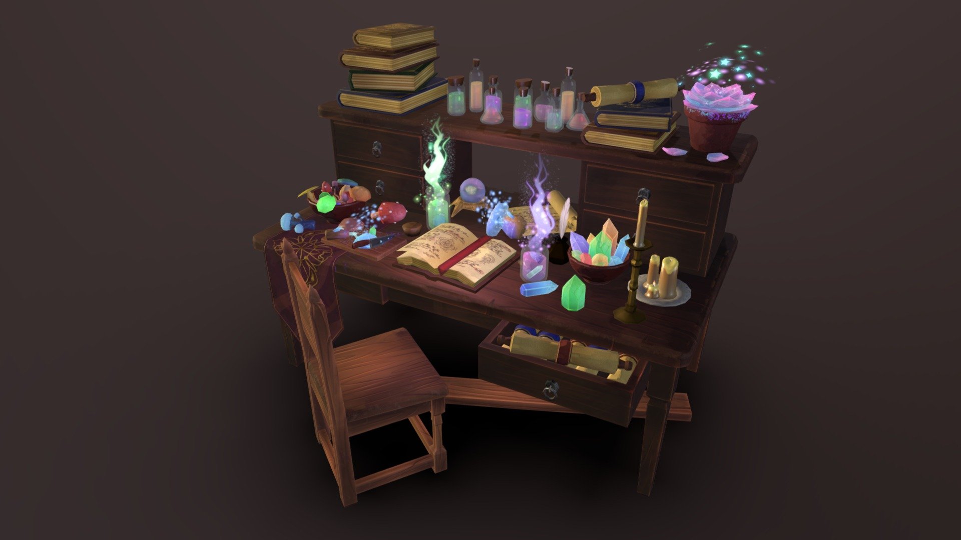 The Alchemist’s Desk - 3D model by YissArt (@yiss) [75c2037] - Sketchfab
