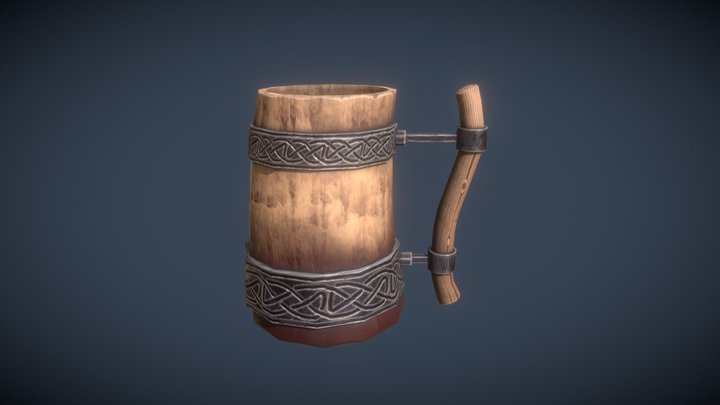 Low poly stylized Mug 3D Model