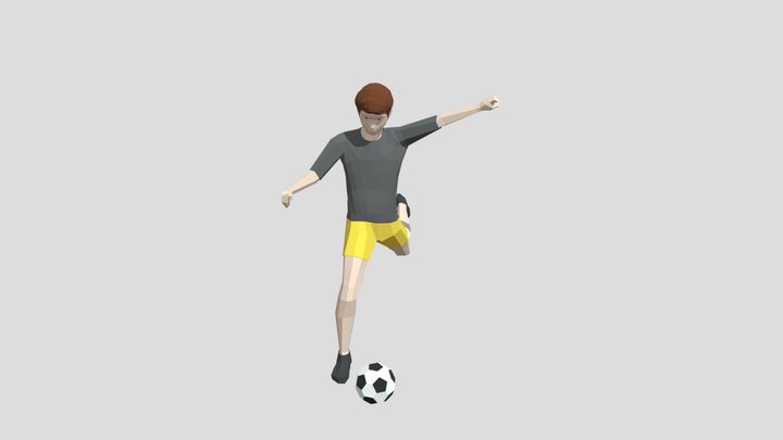 Low Poly Kid Playing Football
