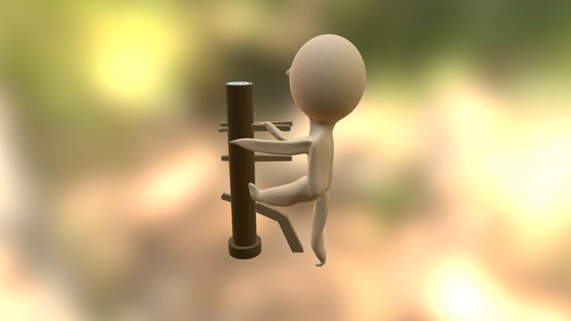 Wing Chun- Man On Dummy Doll 3D Model