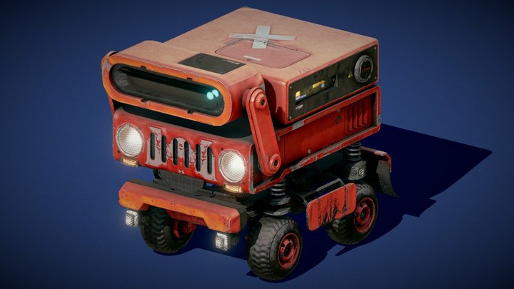 Cute Sci-fi rover - Boxy Red 3D Model