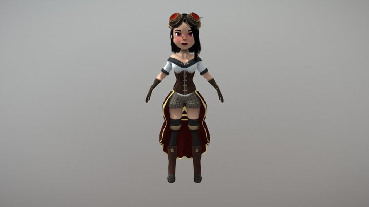 SteamPunk Girl Cartoon 3D Model